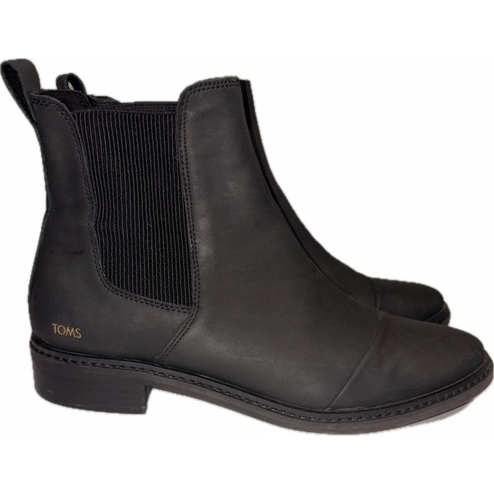 Tom's Black Ankle Bootie Womens 10 Retro Minimalist Versatile Chic Preppy